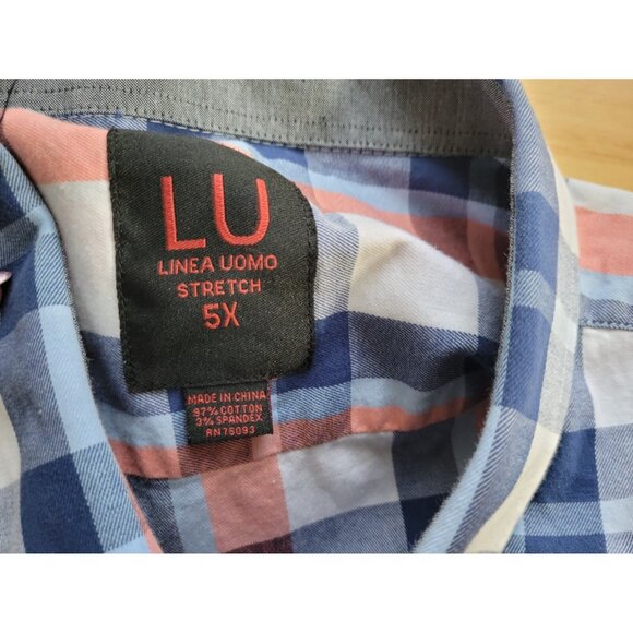 LU Linea Uomo Mens Shirt 5X Stretch Button Up Short Sleeve Collar PLA28E - Picture 6 of 7